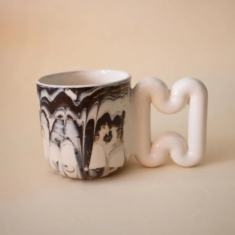 Moka mermer el yapımı porselen kupa