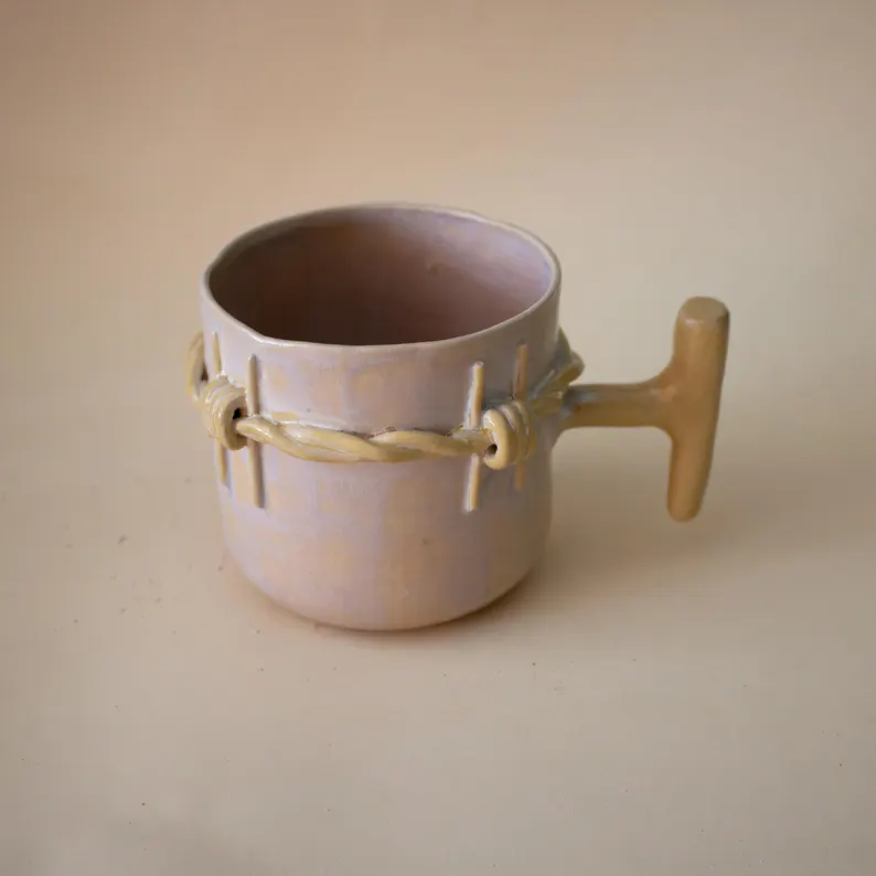 Pastel dikenli stoneware Kupa