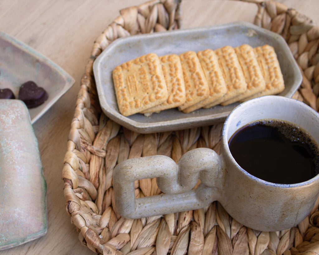 Taş desenli el yapımı porselen kupa