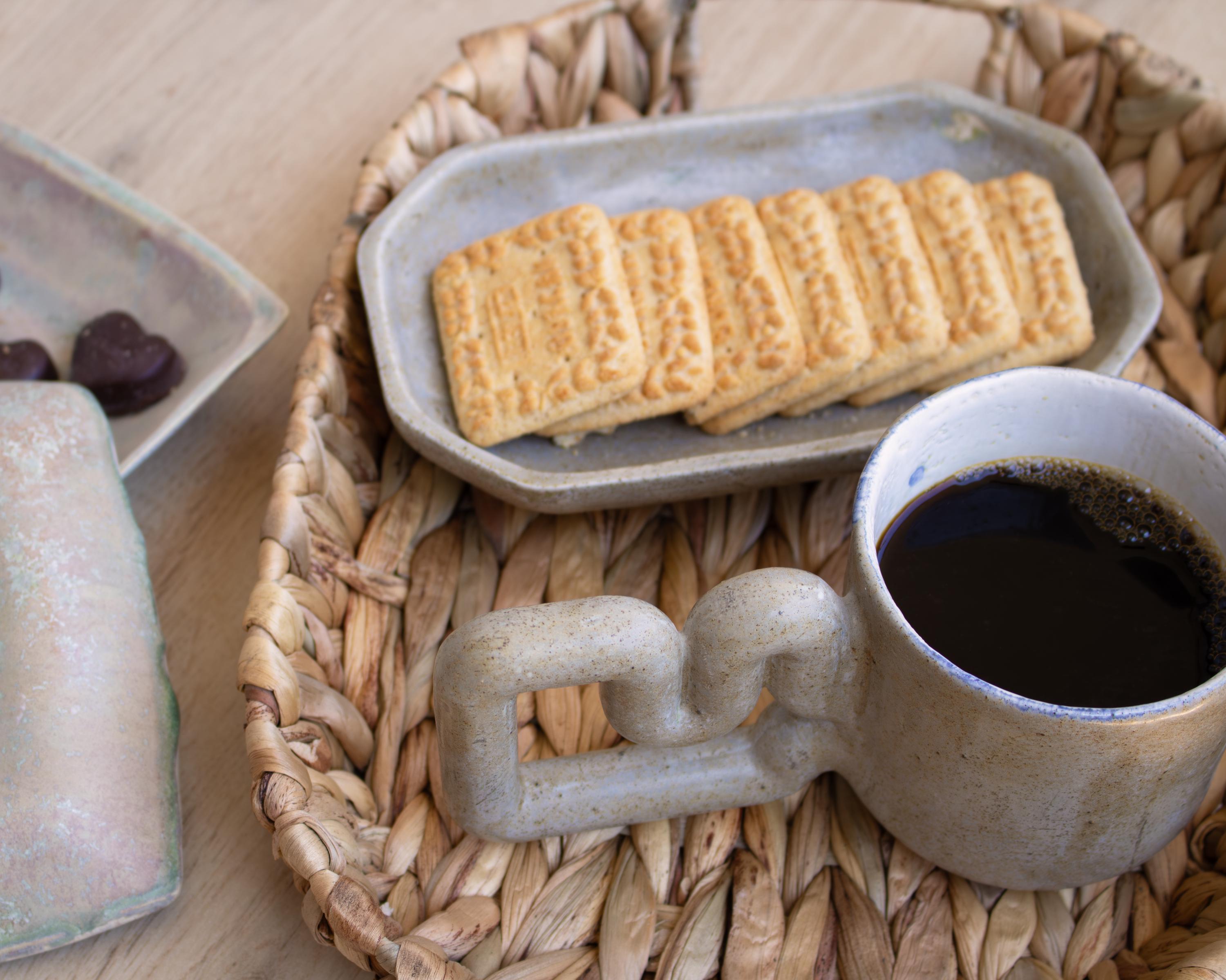 Taş desenli el yapımı porselen kupa