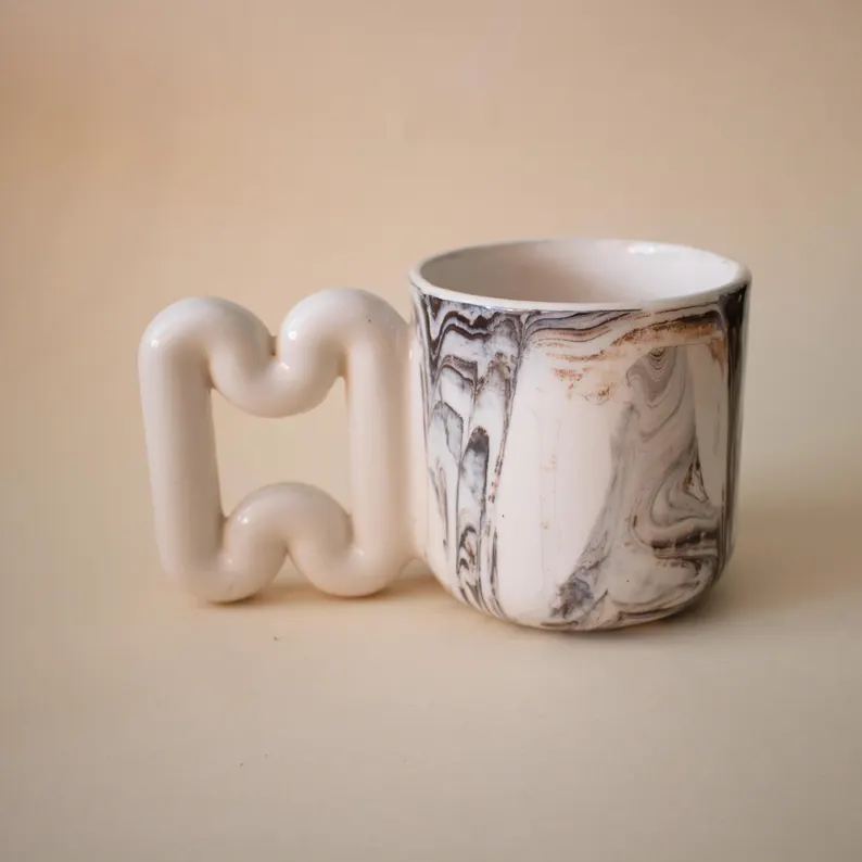 Moka mermer el yapımı porselen kupa