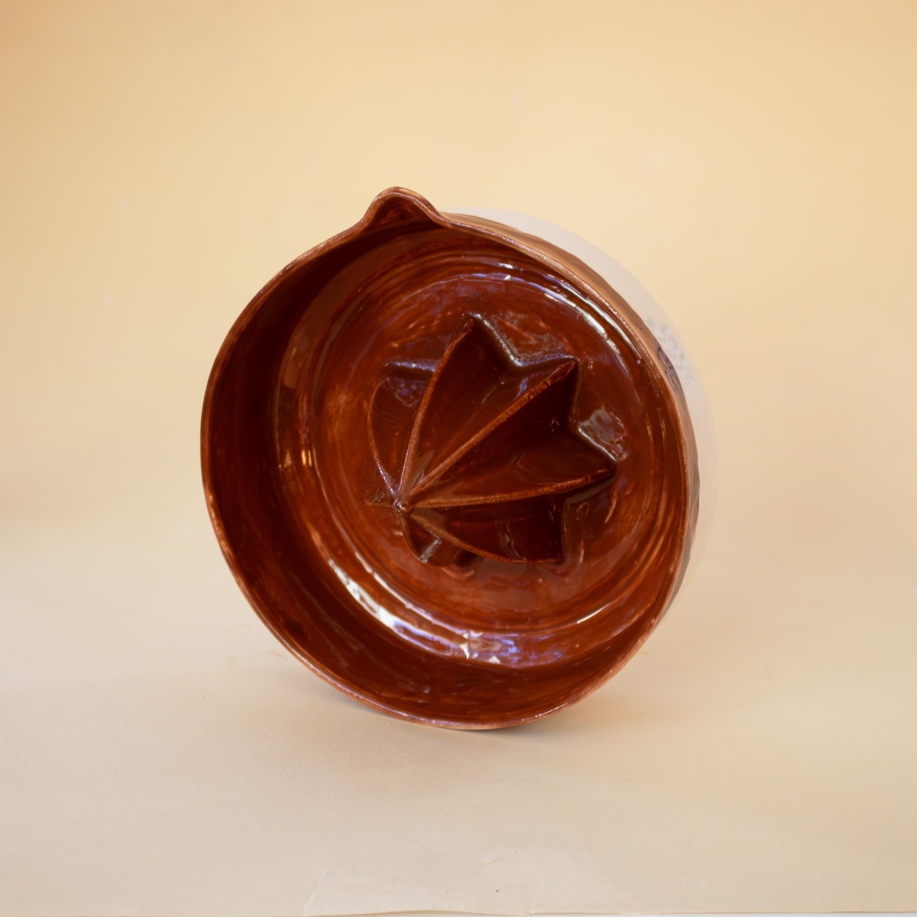 El yapımı kahverengi porselen limon sıkacağı