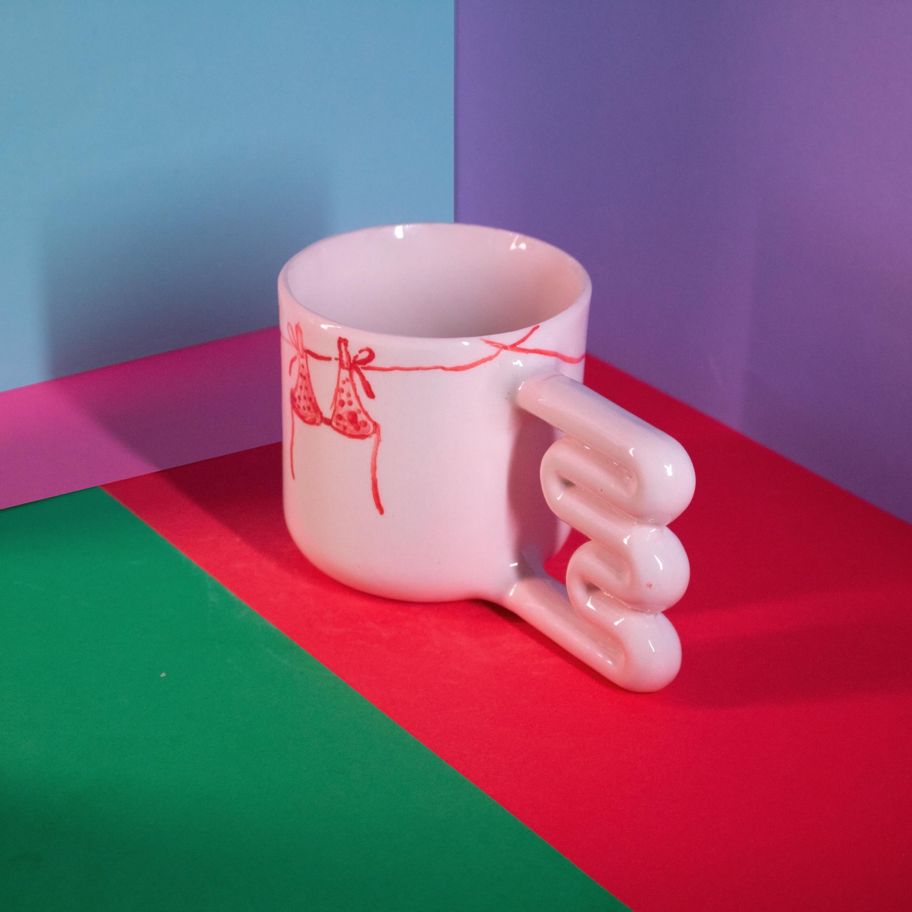 Çamaşır İpi el yapımı porselen kupa