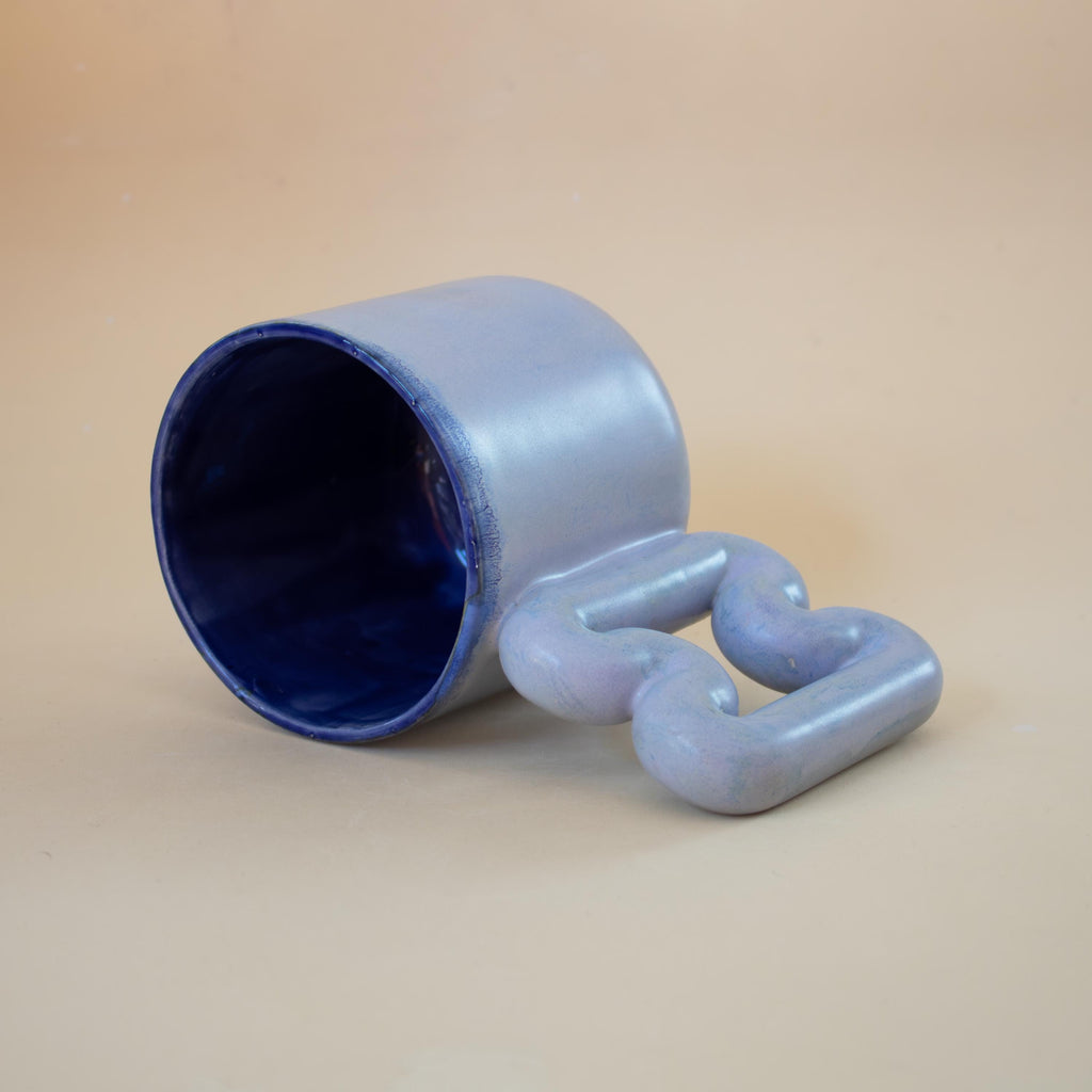 Bebek mavi el yapımı porselen kupa
