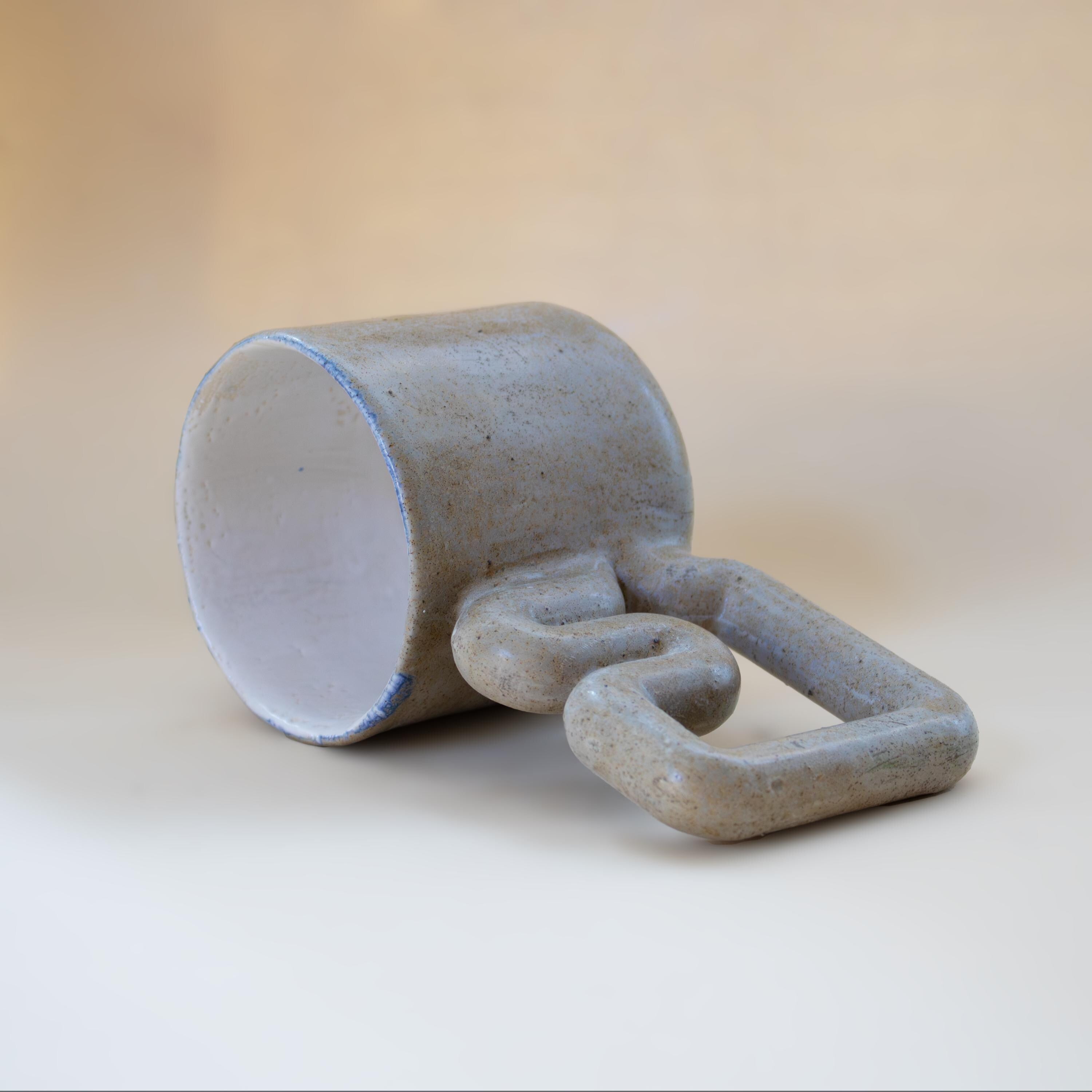 Taş desenli el yapımı porselen kupa