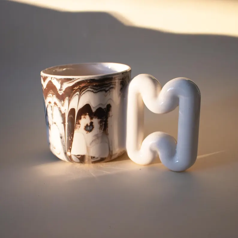 Moka mermer el yapımı porselen kupa