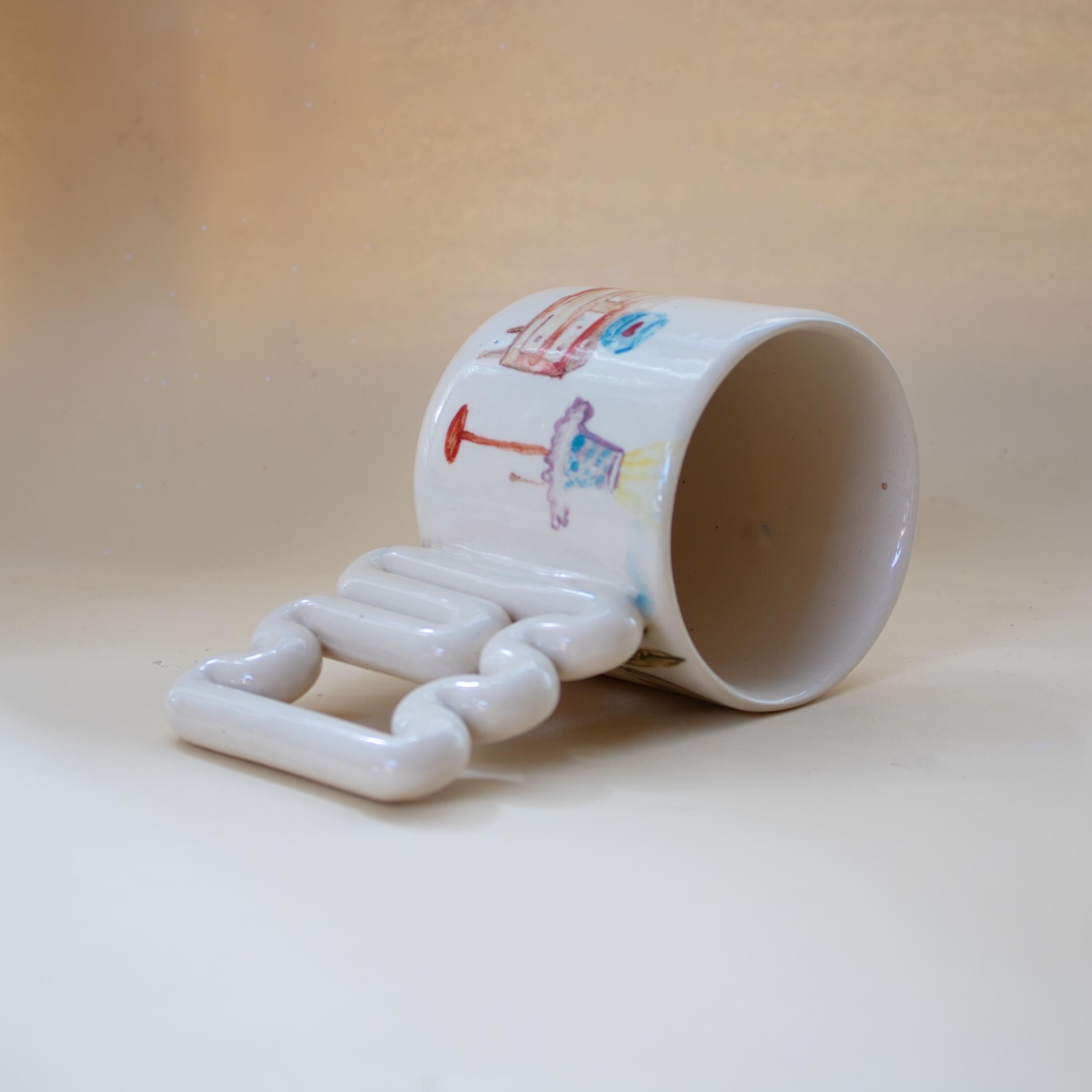 Ev köşesi el yapımı porselen kupa