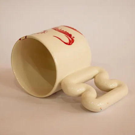 Ahtapot el yapımı porselen kupa