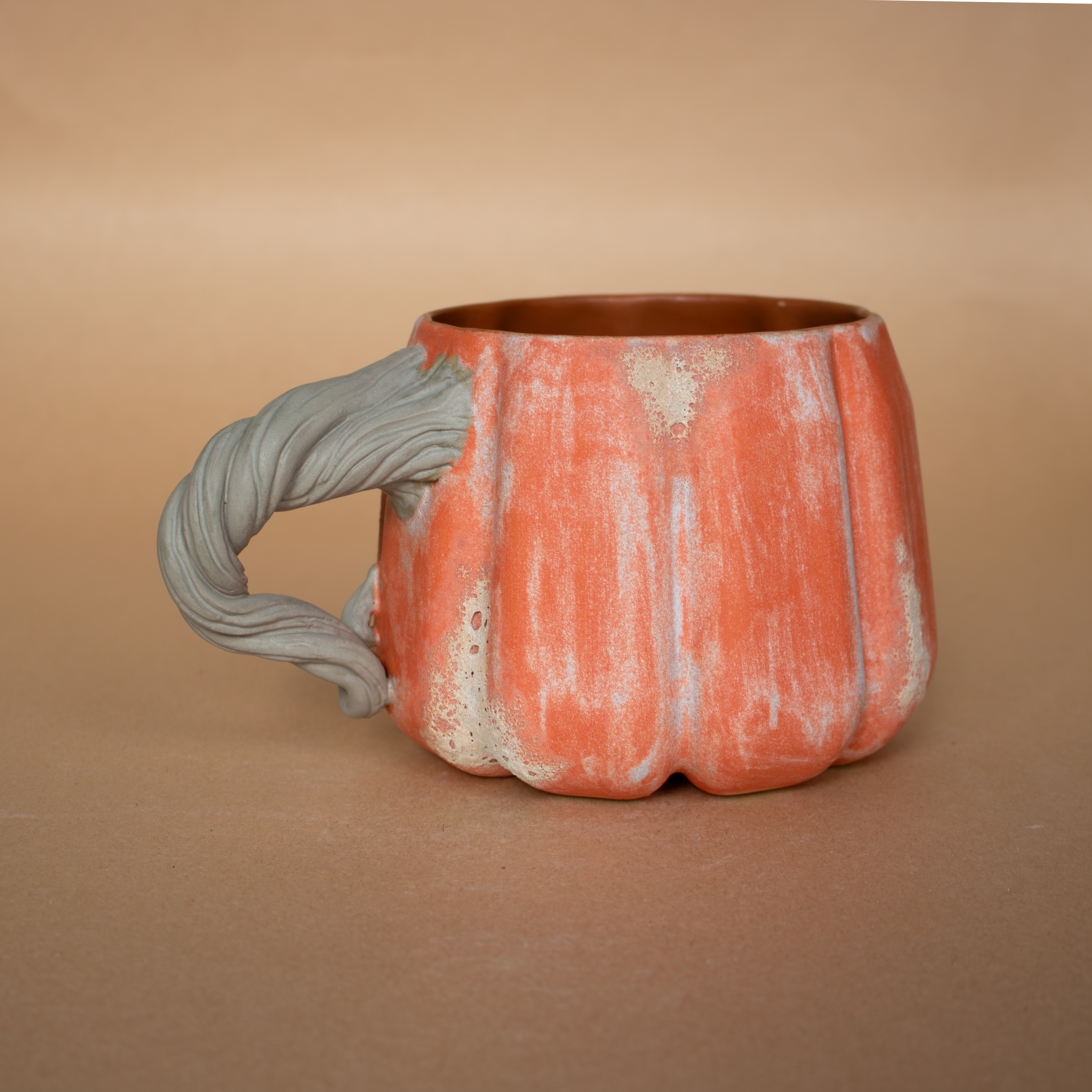 Turuncu stoneware bal kabağı kupa