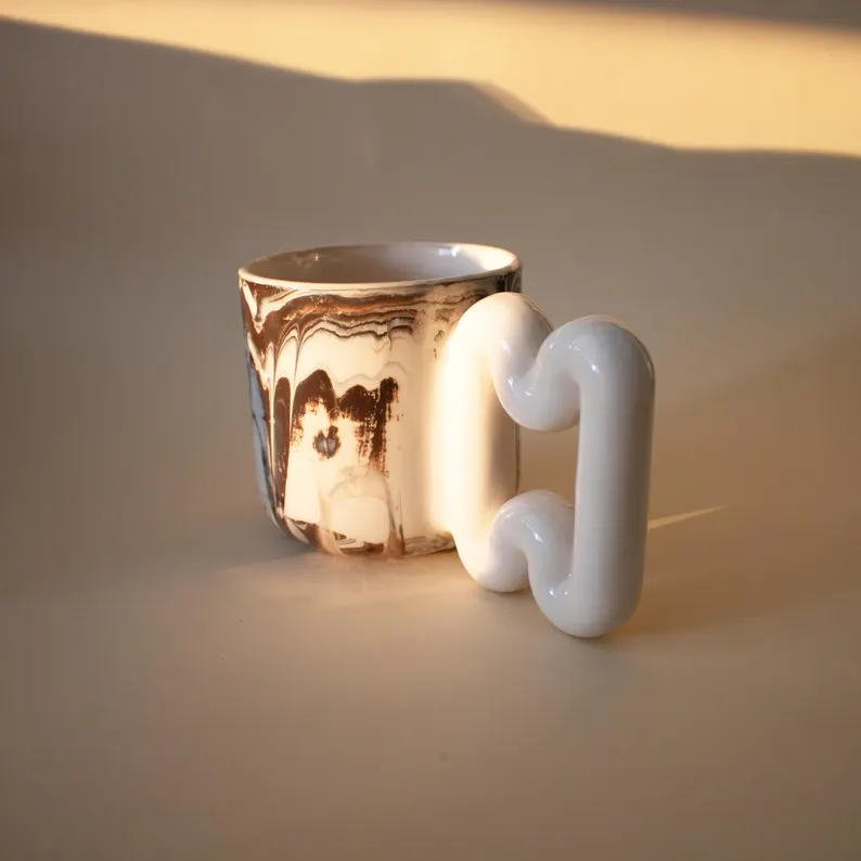 Moka mermer el yapımı porselen kupa