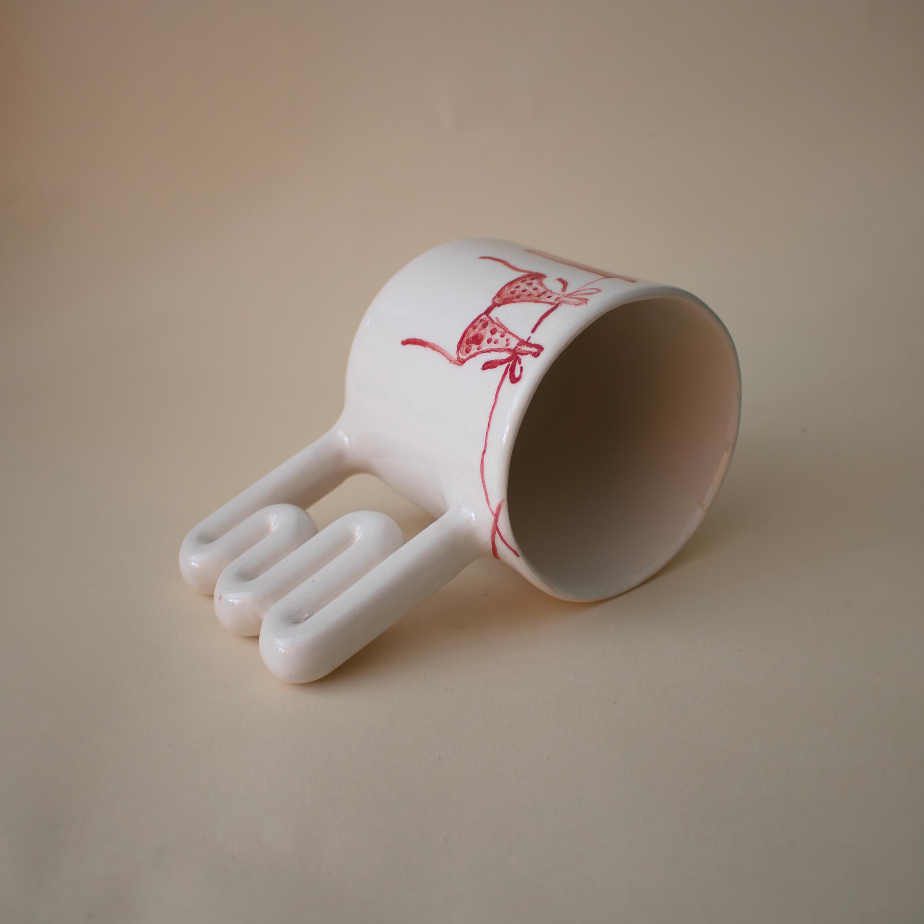 Çamaşır İpi el yapımı porselen kupa