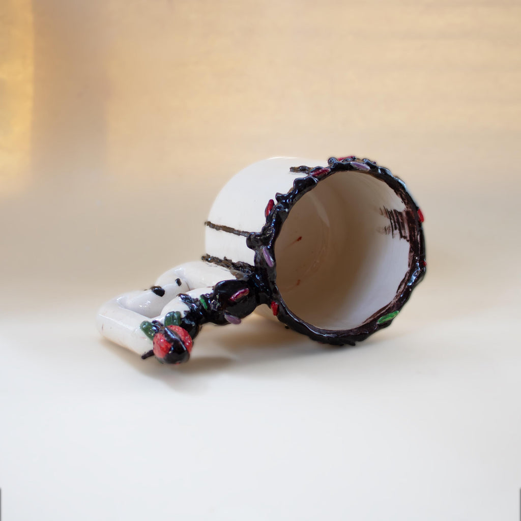 Çikolatalı çilek el yapımı porselen kupa