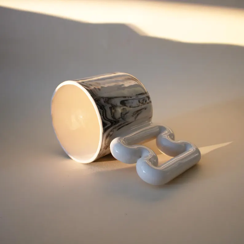 Moka mermer el yapımı porselen kupa