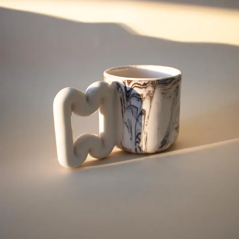 Moka mermer el yapımı porselen kupa