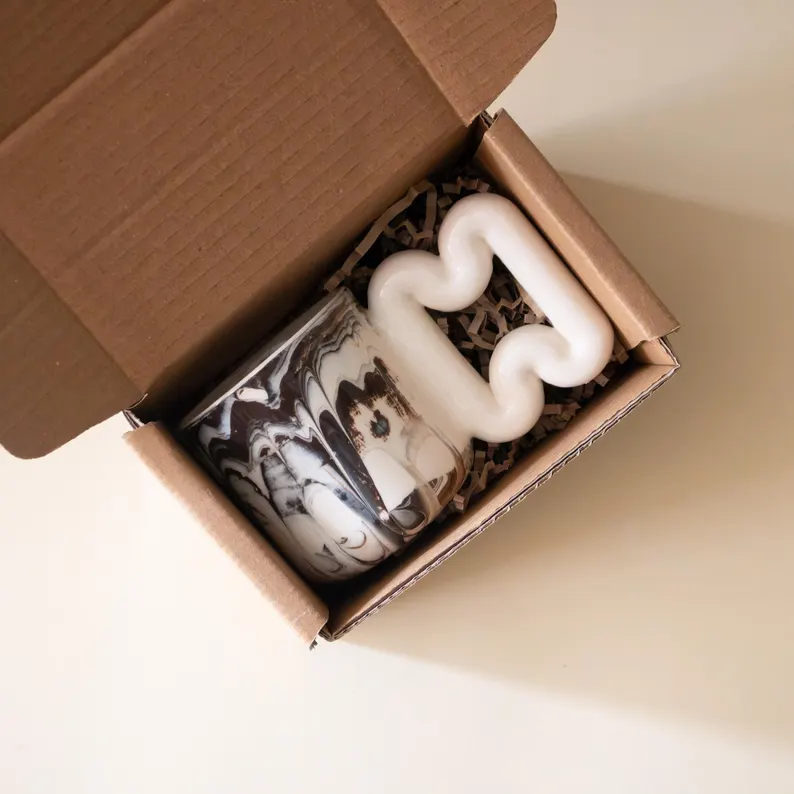 Moka mermer el yapımı porselen kupa