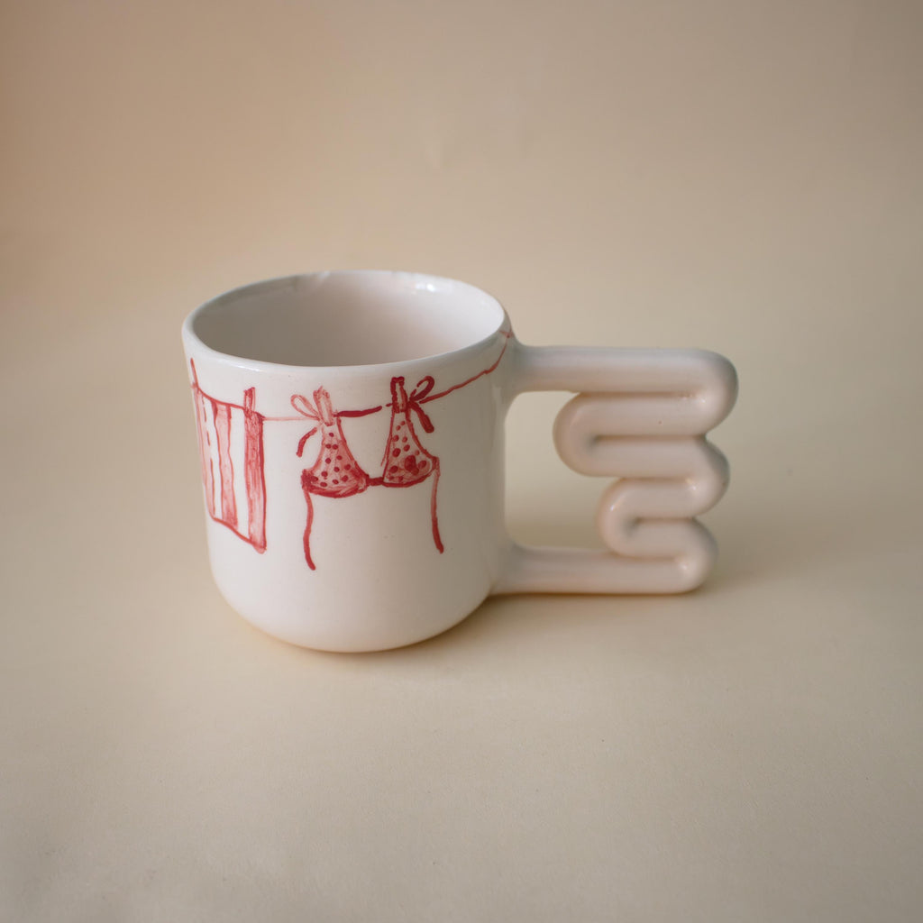 Çamaşır İpi el yapımı porselen kupa