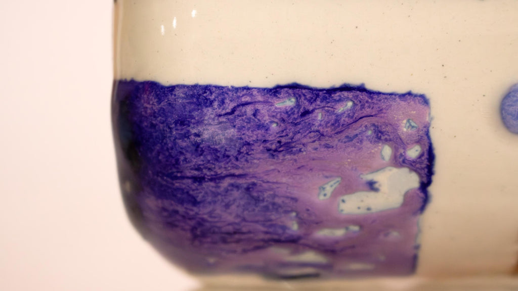 Rengarenk blok desenli porselen kupa