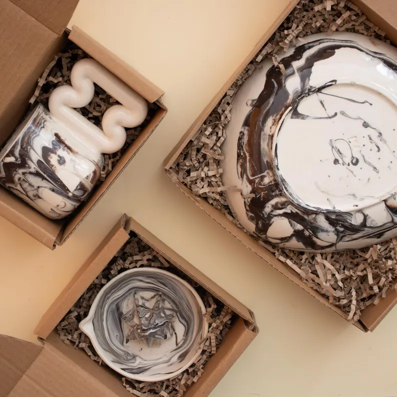 Moka mermer el yapımı porselen kupa