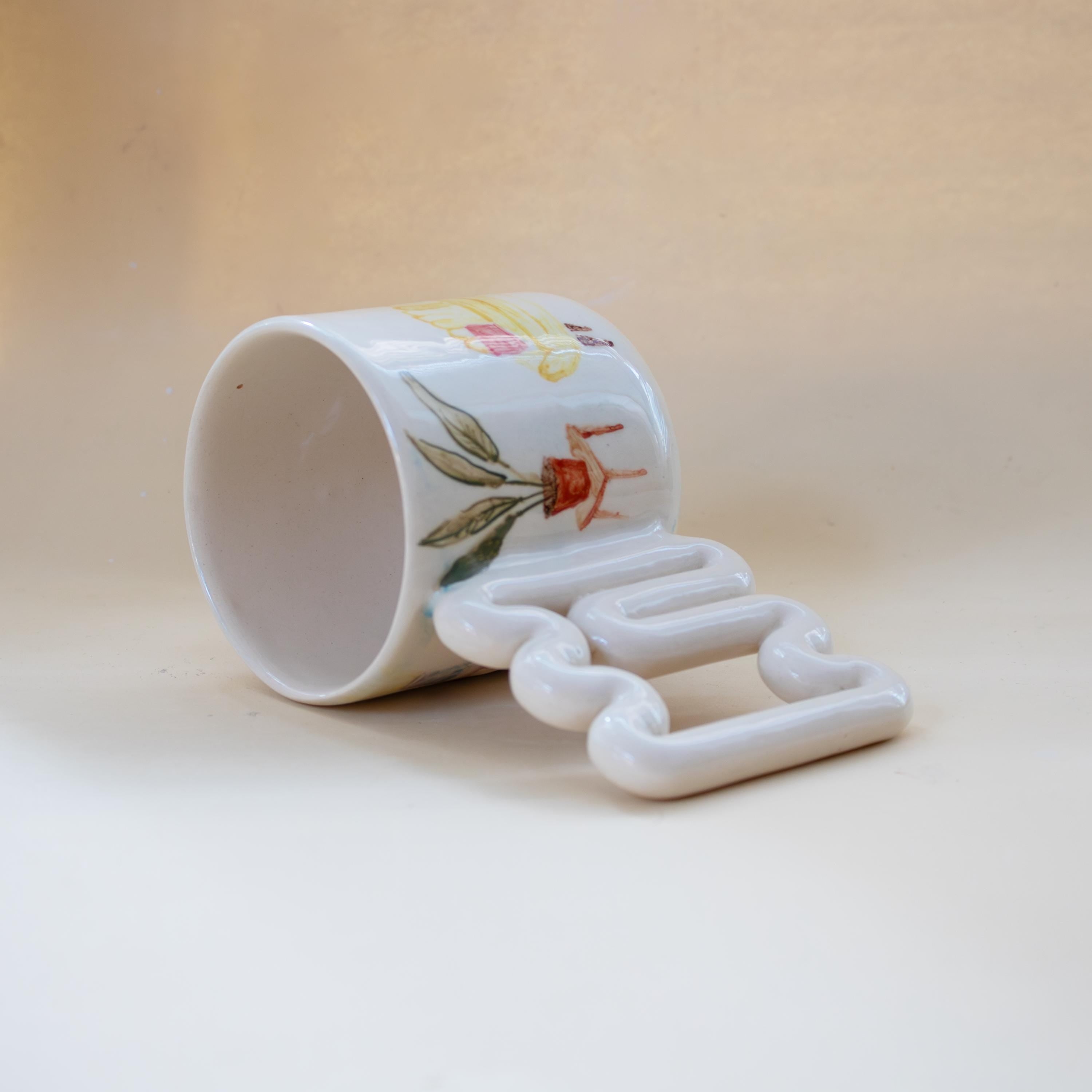 Ev köşesi el yapımı porselen kupa