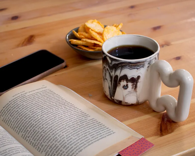 Moka mermer el yapımı porselen kupa