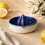 Deep Blue Porcelain Citrus Juicer, Handmade Lemon Reamer with Pour Spout