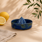 Cobalt Blue Porcelain Citrus Juicer, Handmade Lemon Reamer with Pour Spout