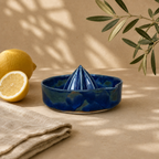 Cobalt Blue Porcelain Citrus Juicer, Handmade Lemon Reamer with Pour Spout
