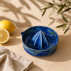 Cobalt Blue Porcelain Citrus Juicer, Handmade Lemon Reamer with Pour Spout