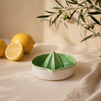 Green Porcelain Citrus Juicer, Handmade Lemon Reamer with Pour Spout
