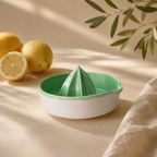 Green Porcelain Citrus Juicer, Handmade Lemon Reamer with Pour Spout