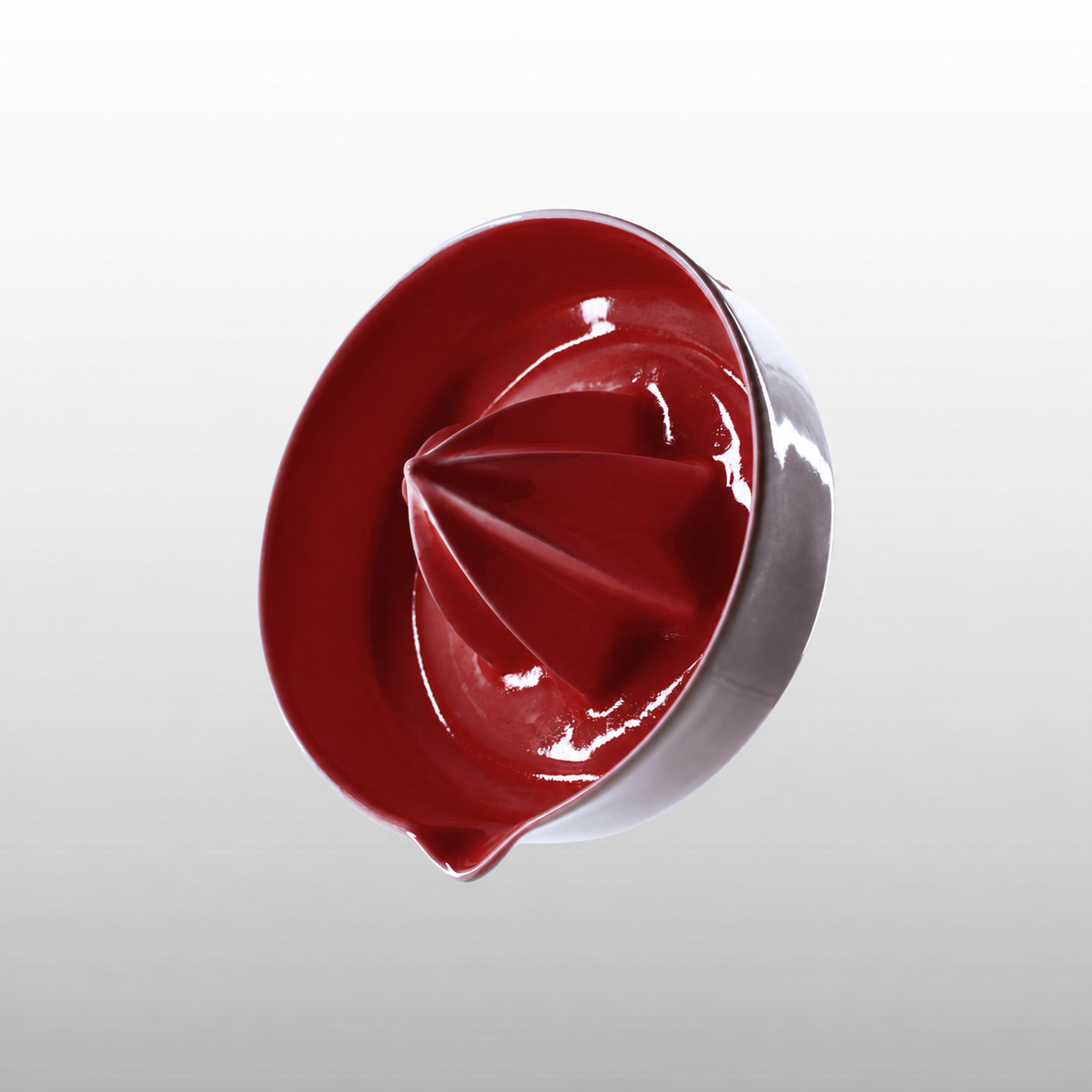 Red Porcelain Citrus Juicer, Handmade Lemon Reamer with Pour Spout