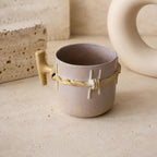 15 oz handmade stoneware coffee cup with barbed-wire design