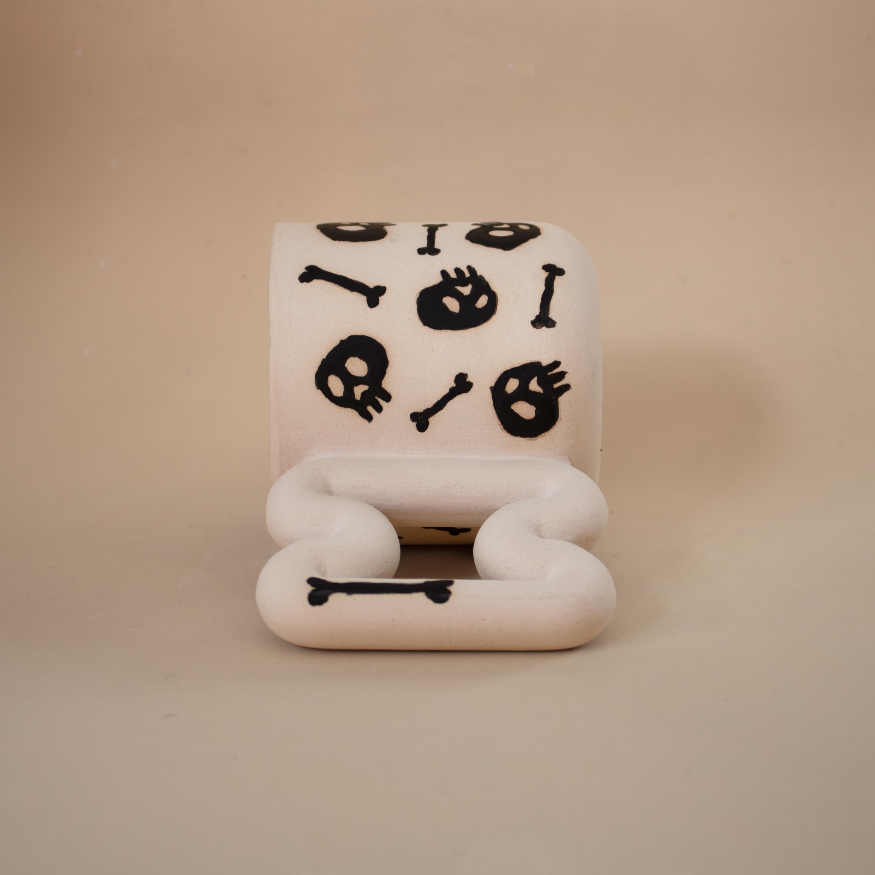 Spooky skull el yapımı porselen kupa