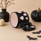 Handmade ghost mug styled with pumpkins