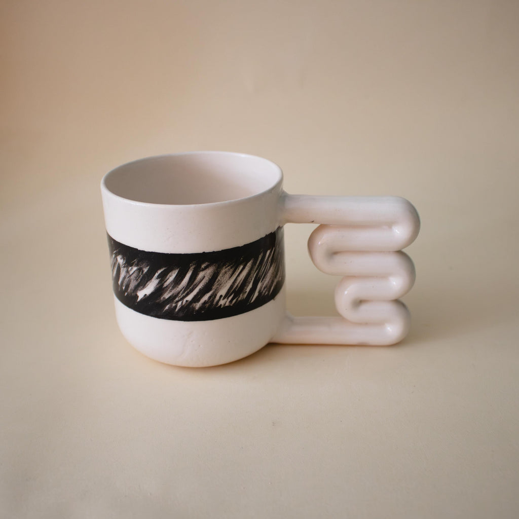 Monochrome porcelain mug for coffee and tea
