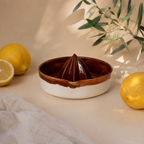 Glossy brown ridged reamer lemon squeezer