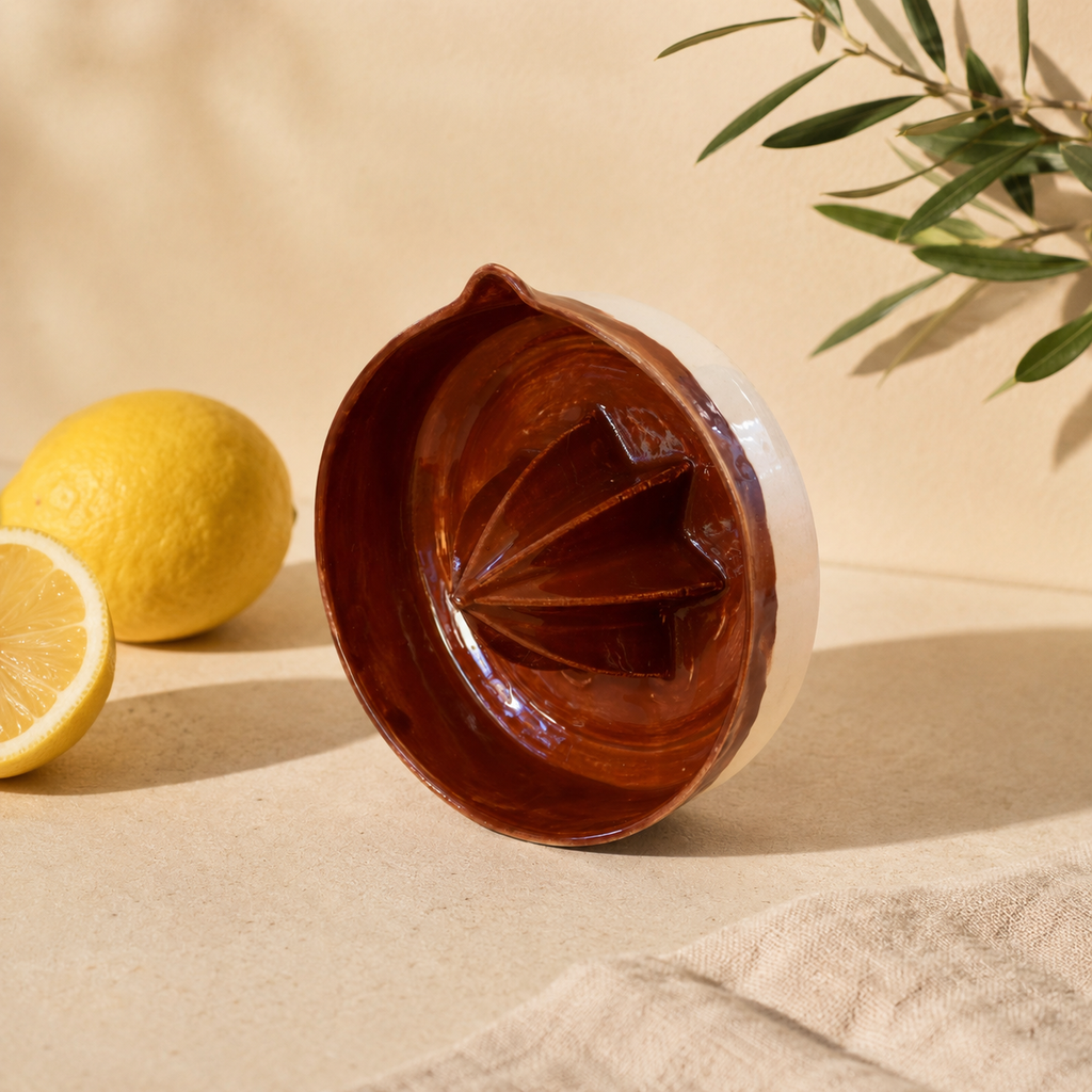 Brown lemon squeezer with lemons
