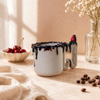 Gothic dessert-inspired coffee mug in cream and dark brown