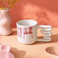 Clothesline line art porcelain mug with loop handle by HUE Atelier