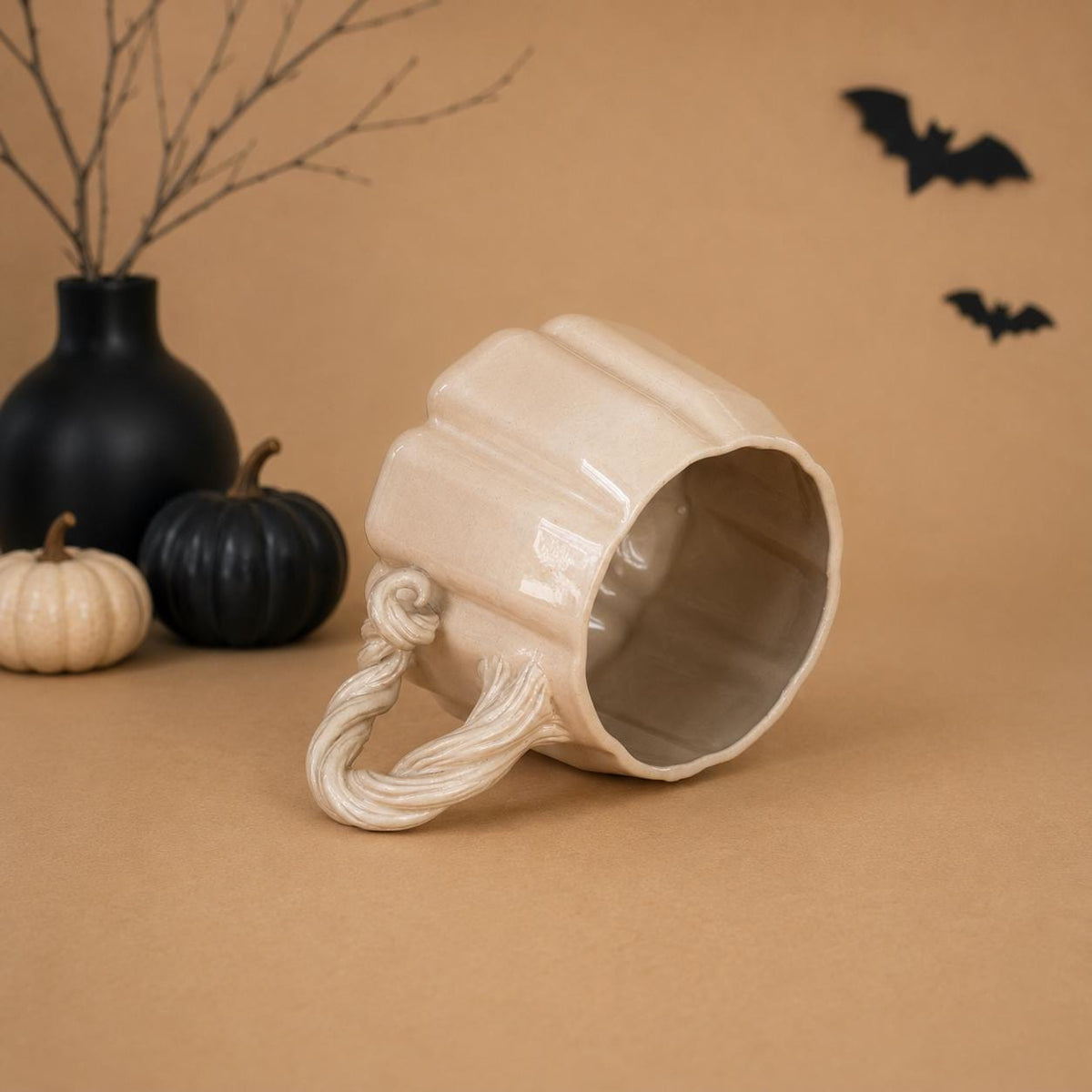 Neutral cream pumpkin cup for fall kitchen décor