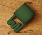 Dark green matte porcelain mug with squiggle handle by HUE Atelier – photo 10