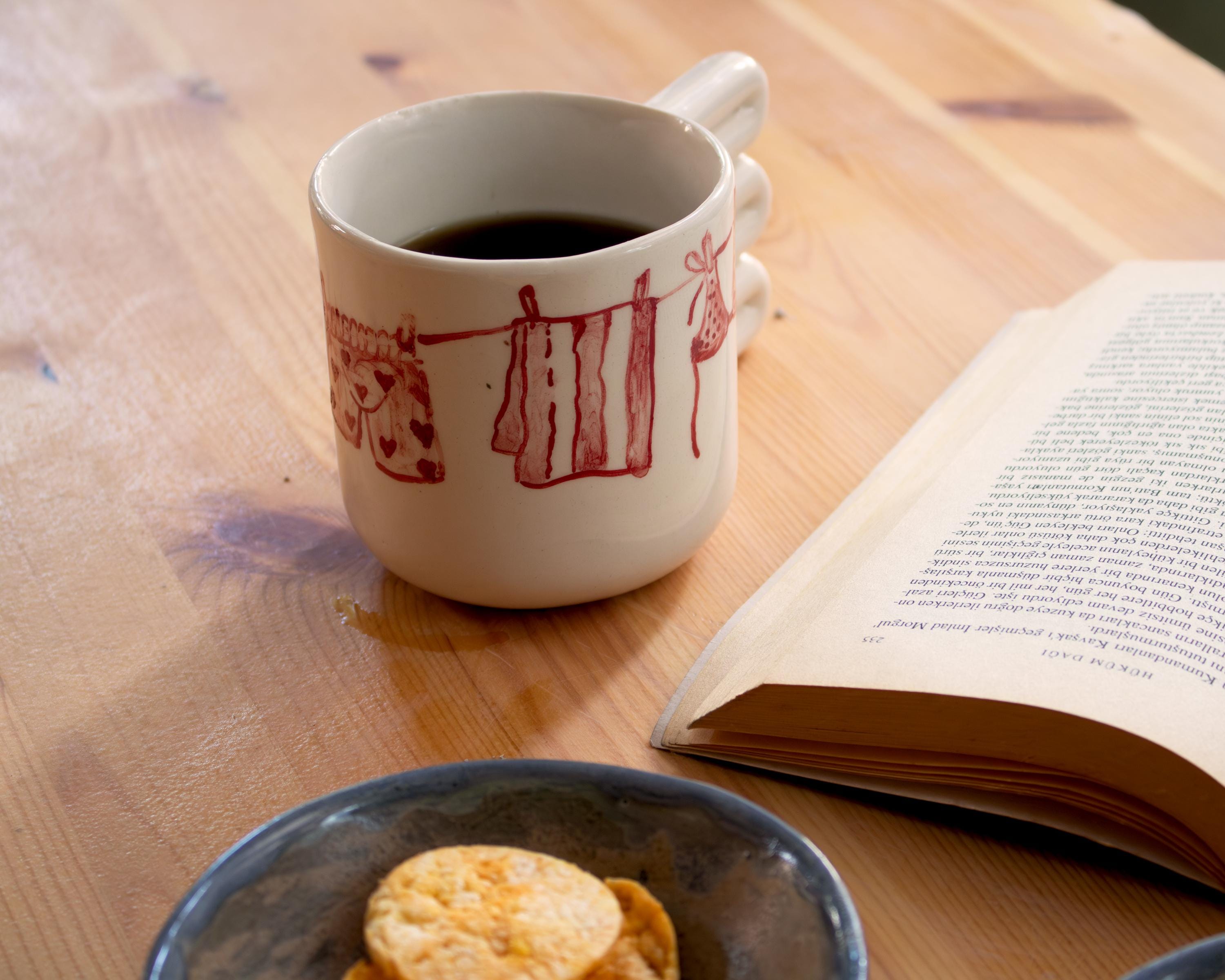 Çamaşır İpi el yapımı porselen kupa