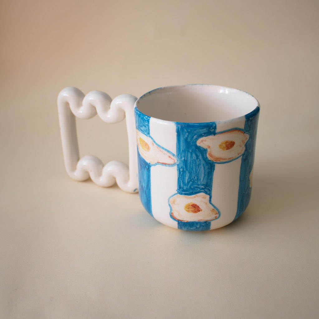 Breakfast inspired striped mug