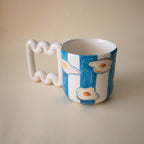 Breakfast inspired striped mug
