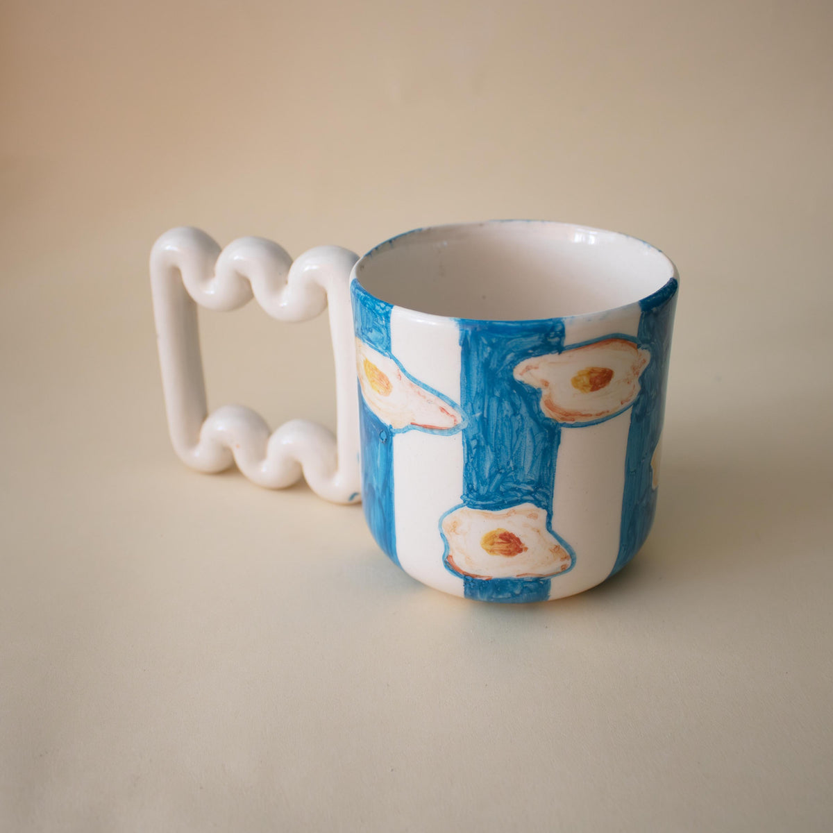 Breakfast inspired striped mug