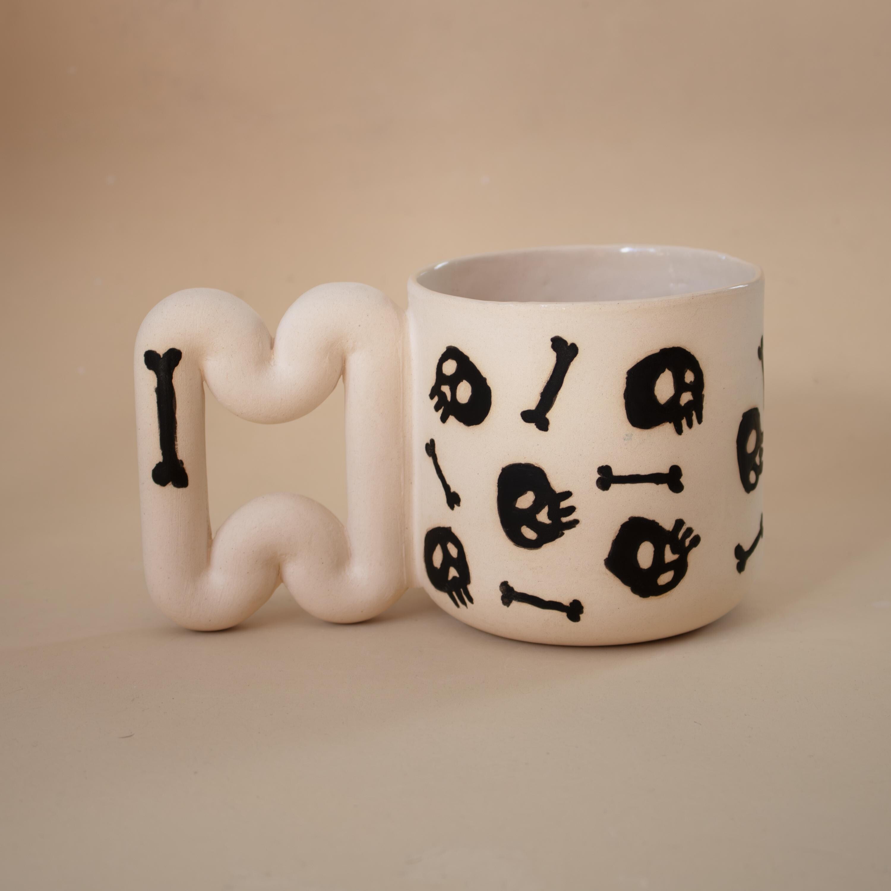 Spooky skull el yapımı porselen kupa