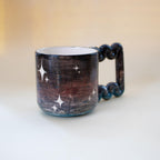 Night sky coffee mug with cosmic colours and stars