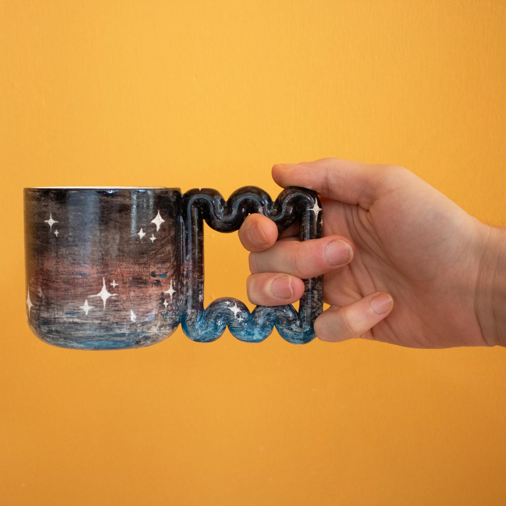 Handmade celestial porcelain mug