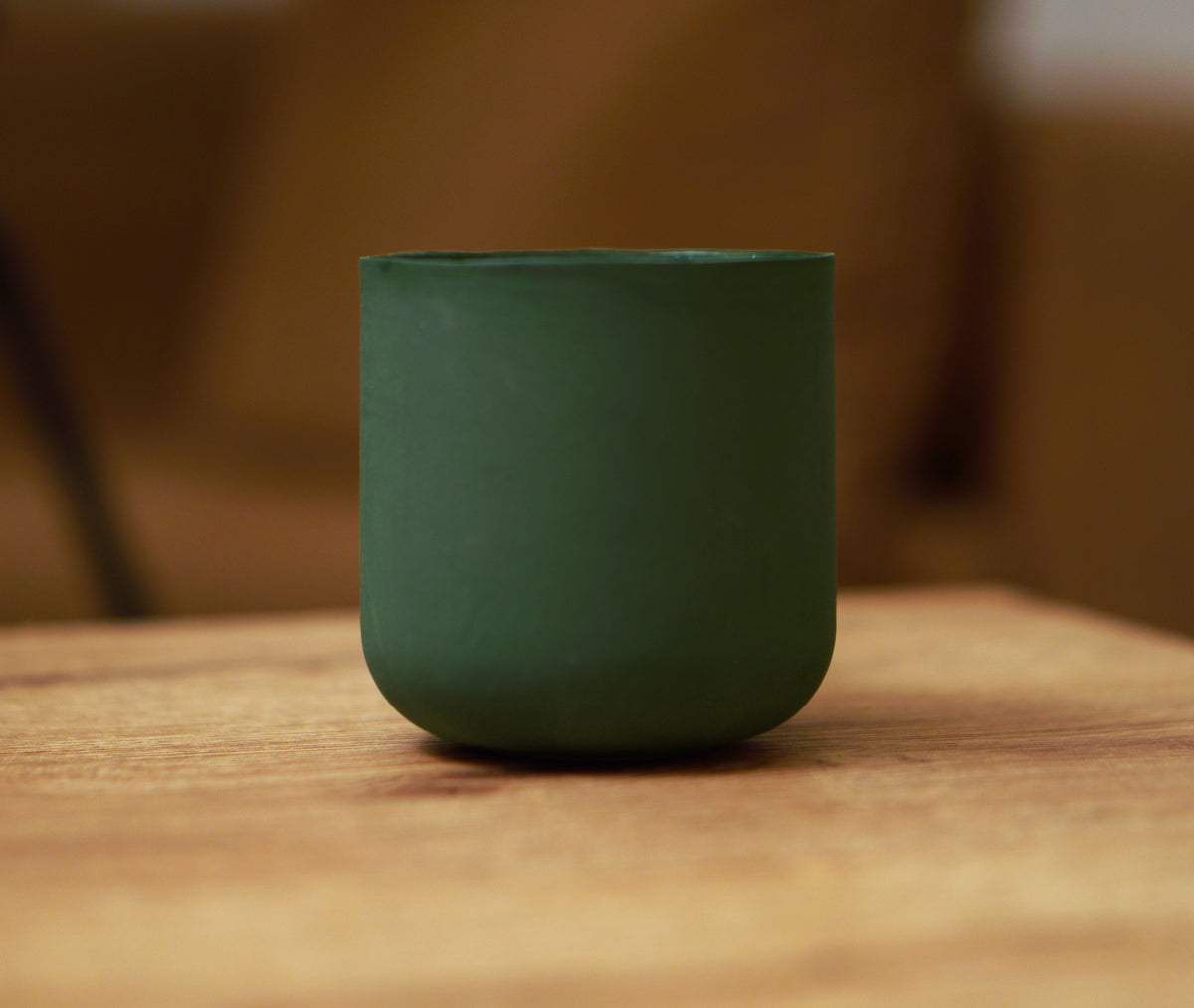 Dark Green Porcelain Mug, 13.5 oz Sculptural Squiggle Handle Coffee Cup