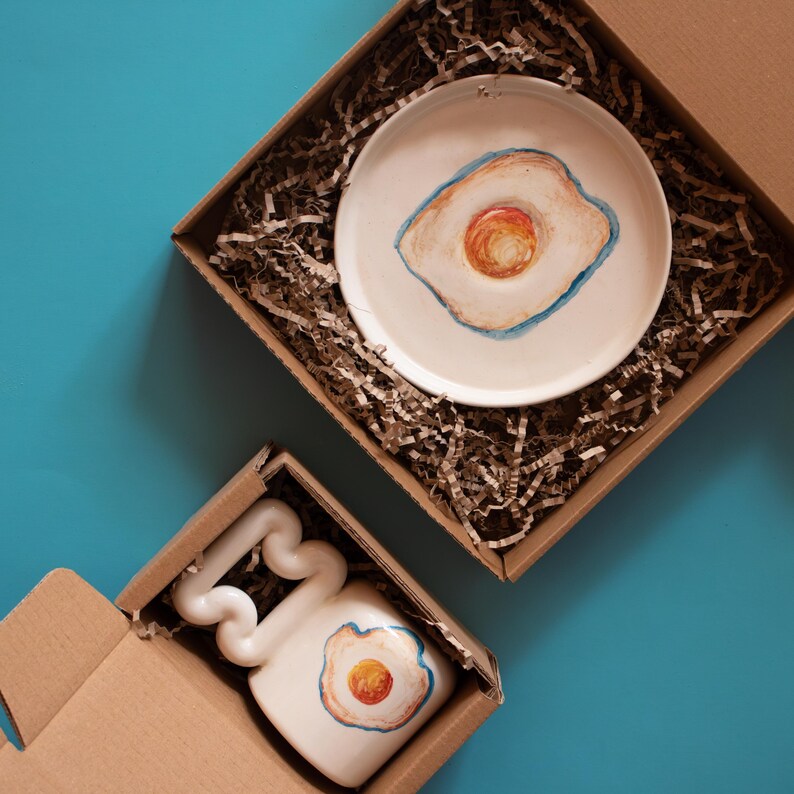 yumurta el yapımı porselen kupa